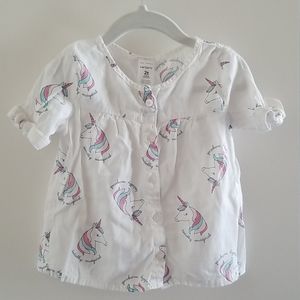 Short sleeves button down baby girl shirt